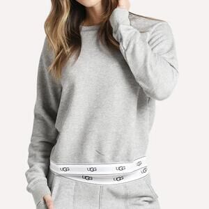 EUC UGG Nena Women's Grey Cozy Pullover Sweatshirt with Logo Band, size M